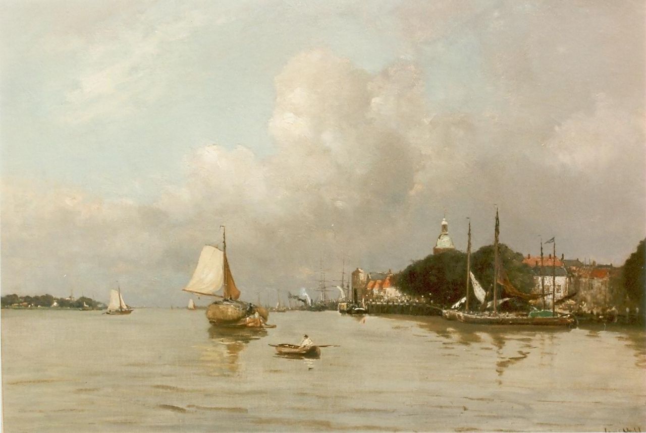 Apol L.F.H.  | Lodewijk Franciscus Hendrik 'Louis' Apol, Harbour of Dordrecht, oil on canvas 55.5 x 80.5 cm, signed l.r.