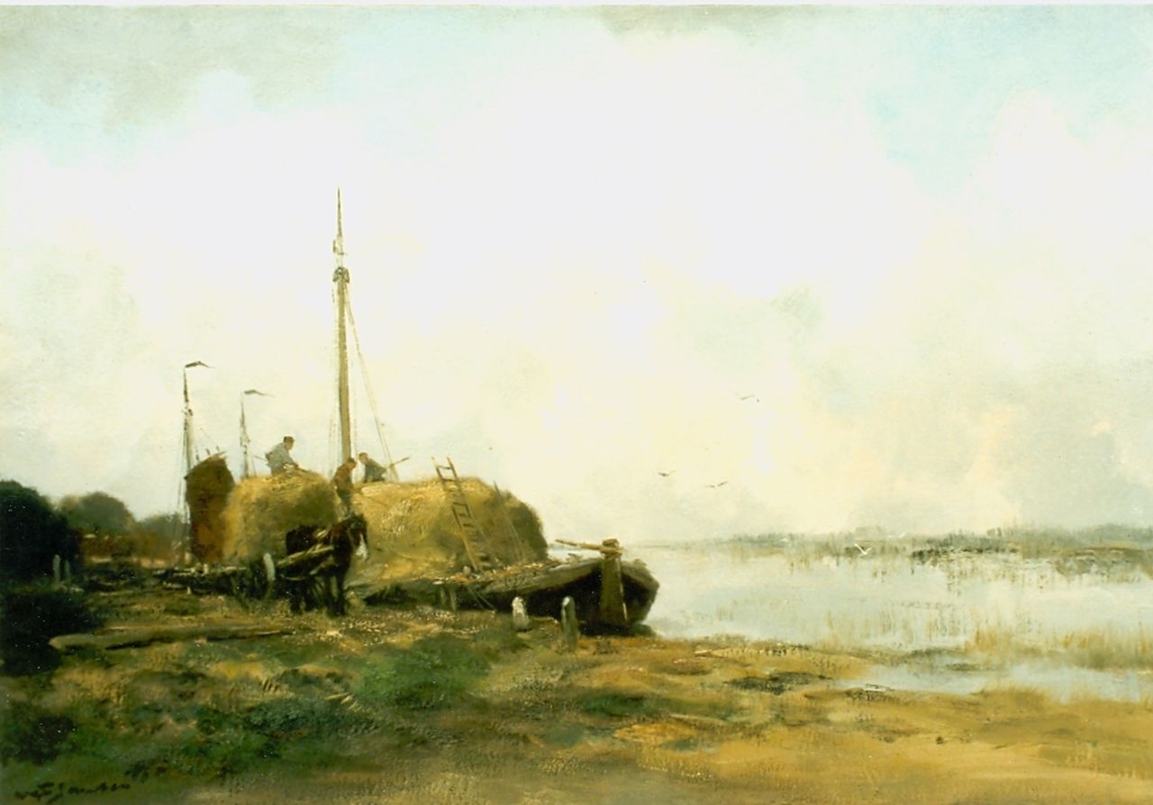 Jansen W.G.F.  | 'Willem' George Frederik Jansen, Farmwork, oil on canvas 50.0 x 70.0 cm, signed l.l.