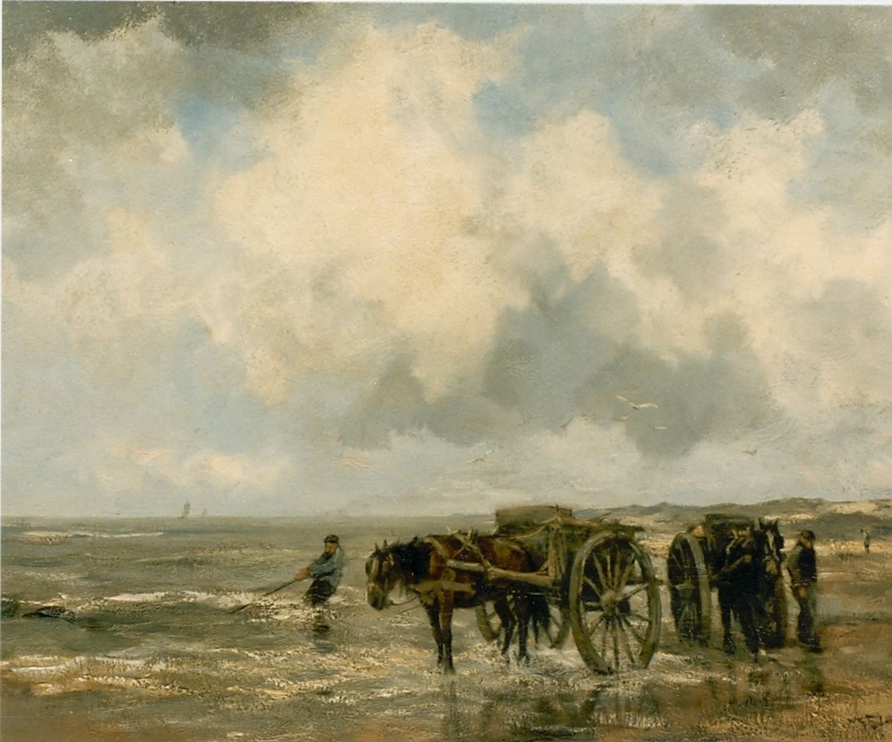 Jansen W.G.F.  | 'Willem' George Frederik Jansen, Shell gatherers on the beach, oil on canvas 73.5 x 93.1 cm, signed l.r.