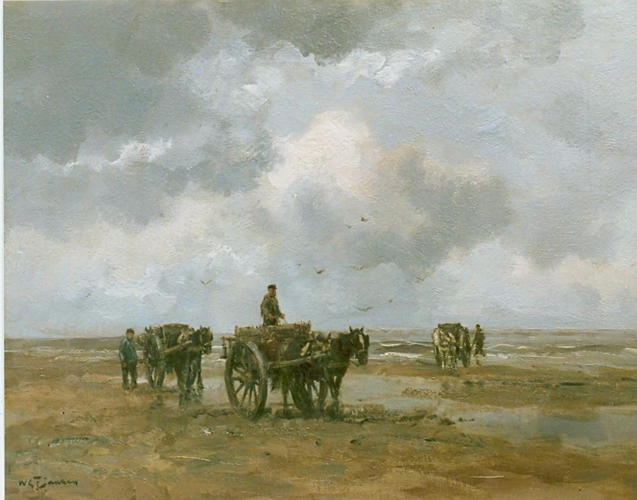 Jansen W.G.F.  | 'Willem' George Frederik Jansen, Shell gatherers on the beach, oil on canvas 50.9 x 65.5 cm, signed l.l.