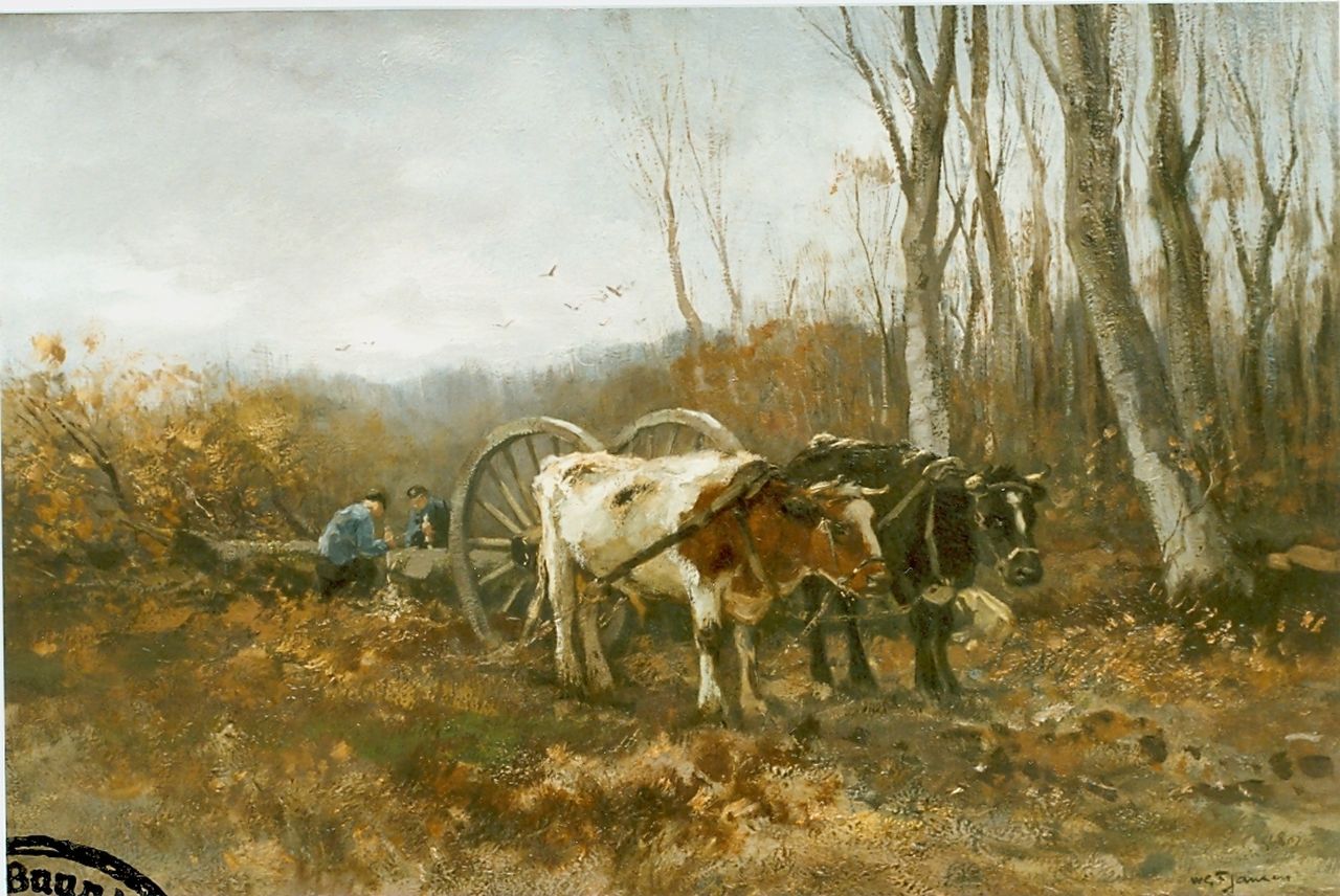 Jansen W.G.F.  | 'Willem' George Frederik Jansen, Gathering wood, oil on canvas 70.0 x 100.0 cm, signed l.r.