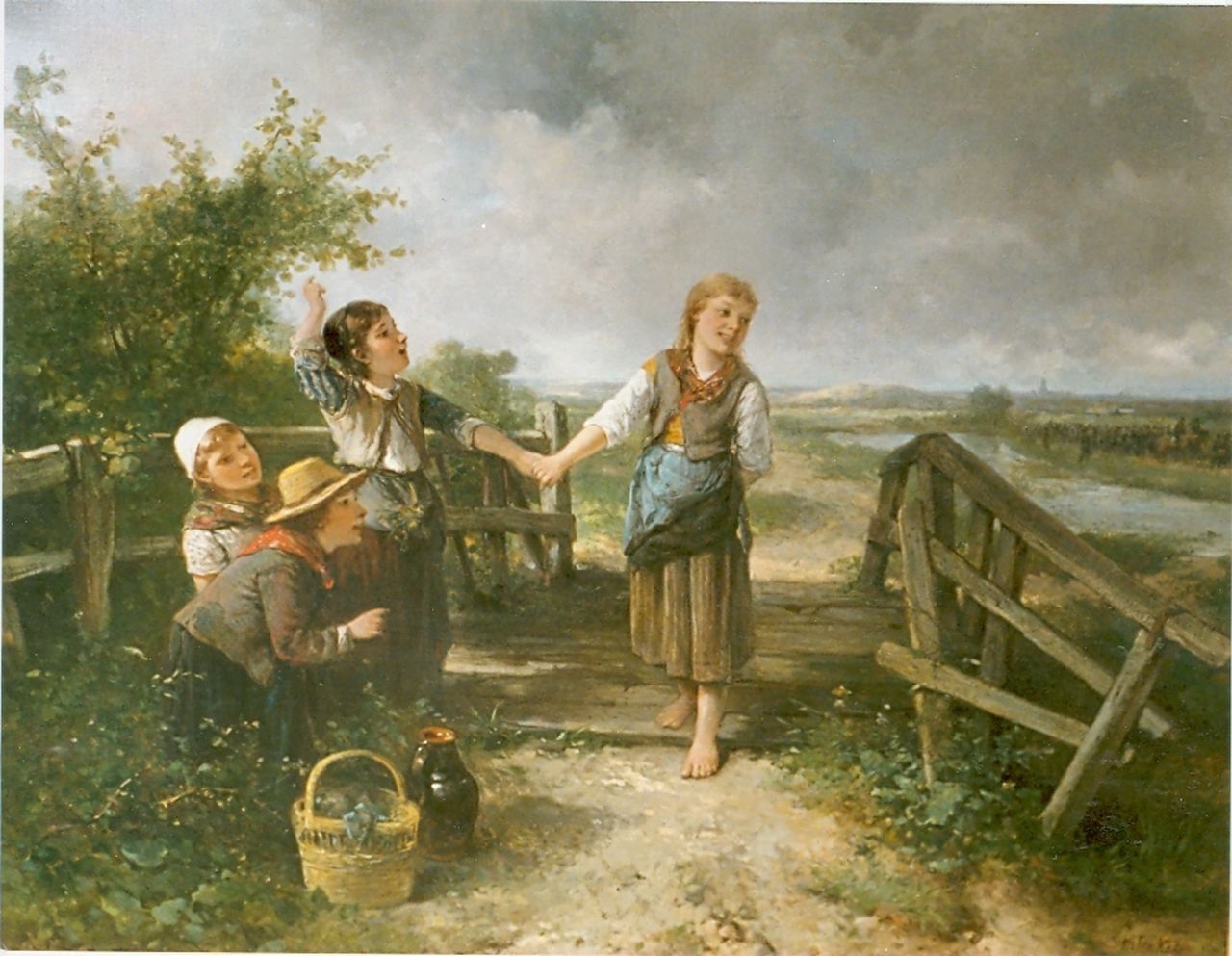 Kate J.M.H. ten | Johan 'Mari' Henri ten Kate, The picnic, oil on canvas 64.0 x 83.0 cm, signed l.r.