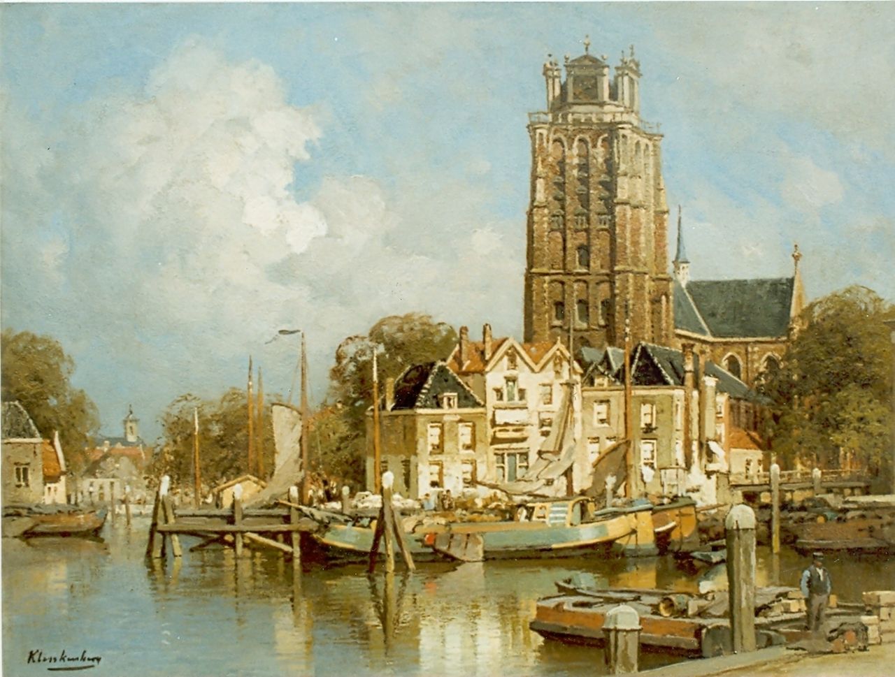 Klinkenberg J.C.K.  | Johannes Christiaan Karel Klinkenberg, View of Dordrecht, oil on canvas 39.0 x 53.2 cm, signed l.l.