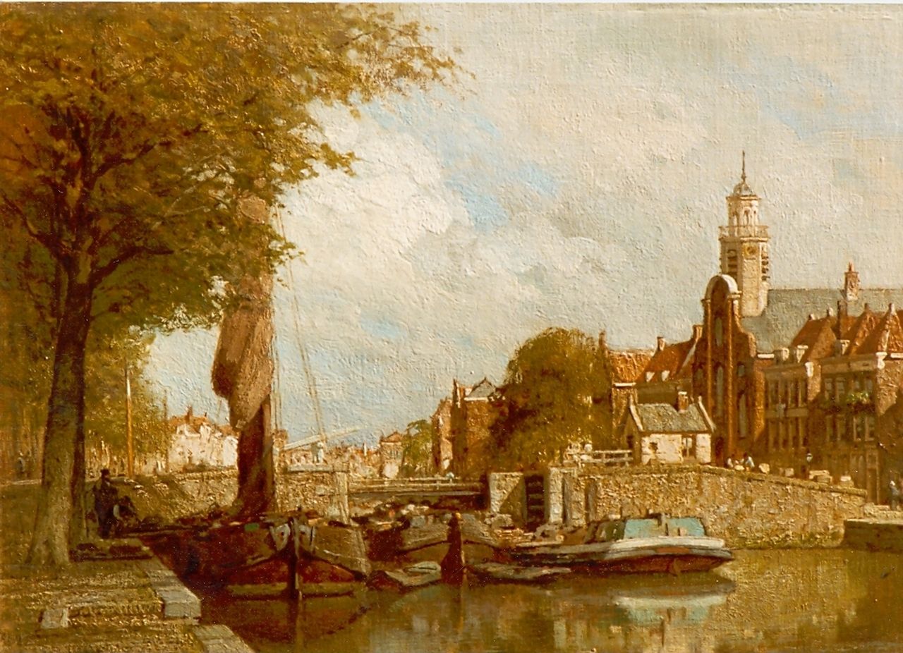 Klinkenberg J.C.K.  | Johannes Christiaan Karel Klinkenberg, The 'Voorhaven', Delfshaven, oil on canvas 38.5 x 53.5 cm, signed l.r.