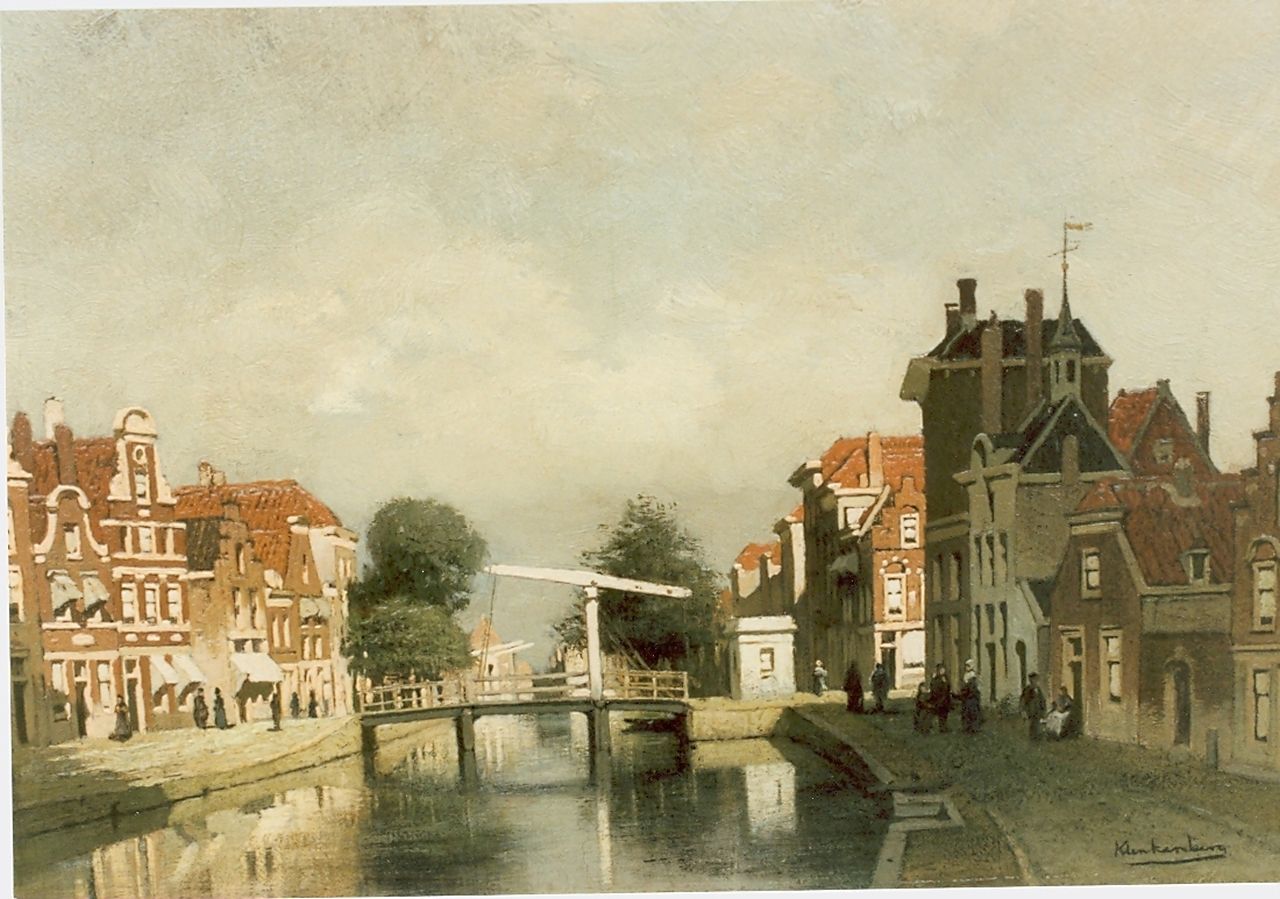 Klinkenberg J.C.K.  | Johannes Christiaan Karel Klinkenberg, Canal with draw-bridge, oil on panel 19.7 x 27.8 cm, signed l.r.