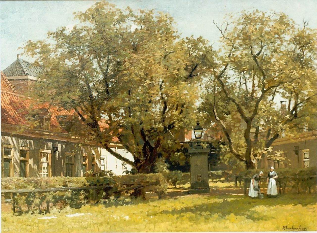 Klinkenberg J.C.K.  | Johannes Christiaan Karel Klinkenberg, Court yard, oil on canvas 43.5 x 58.5 cm, signed l.r.