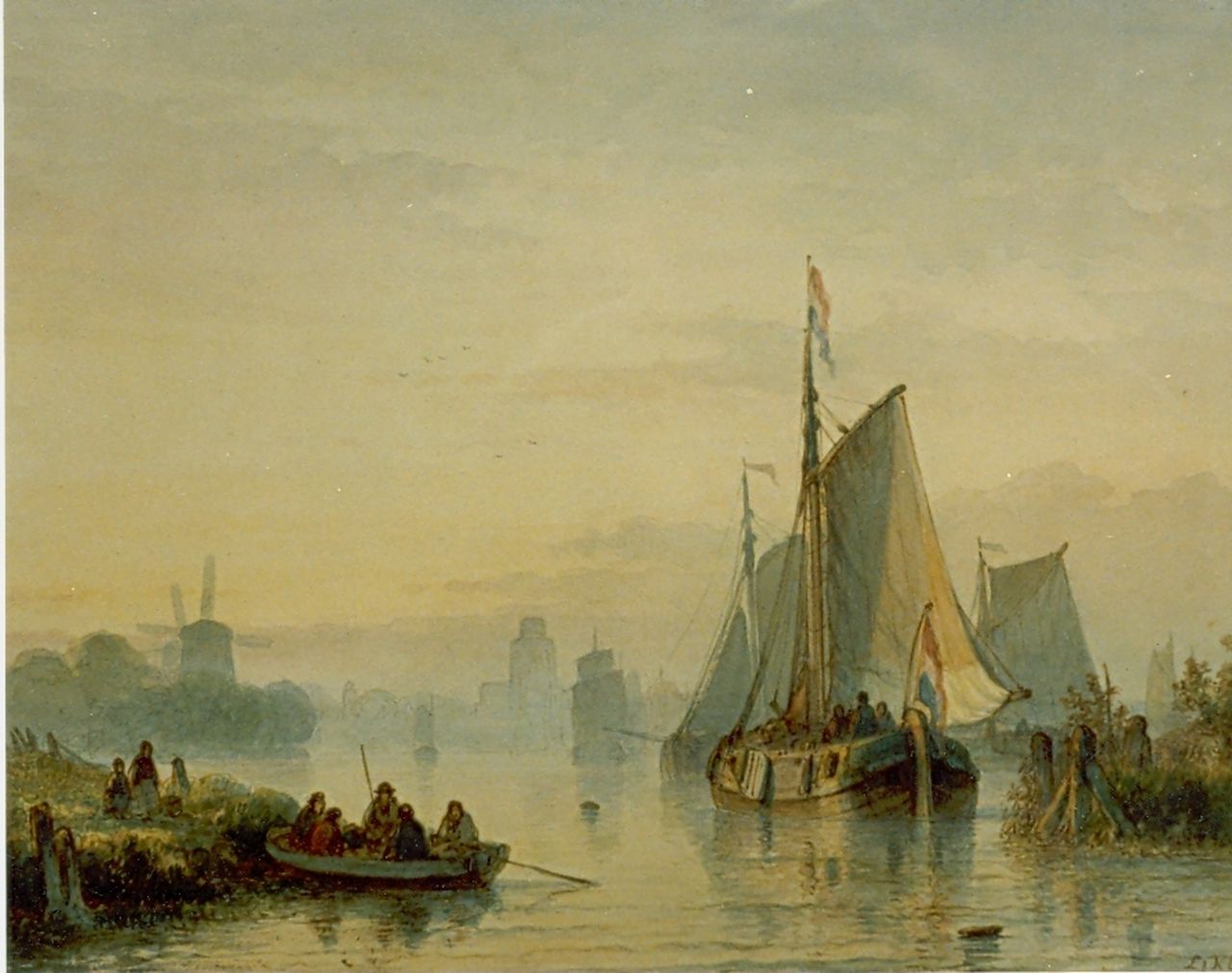 Kleijn L.J.  | Lodewijk Johannes Kleijn, Sailing boats at dusk, watercolour on paper 42.2 x 32.0 cm, signed l.r.