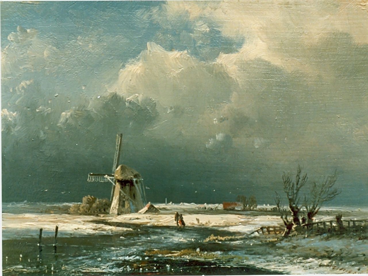 Kluyver P.L.F.  | 'Pieter' Lodewijk Francisco Kluyver, A winter landscape, oil on panel 12.4 x 16.6 cm, signed l.r.
