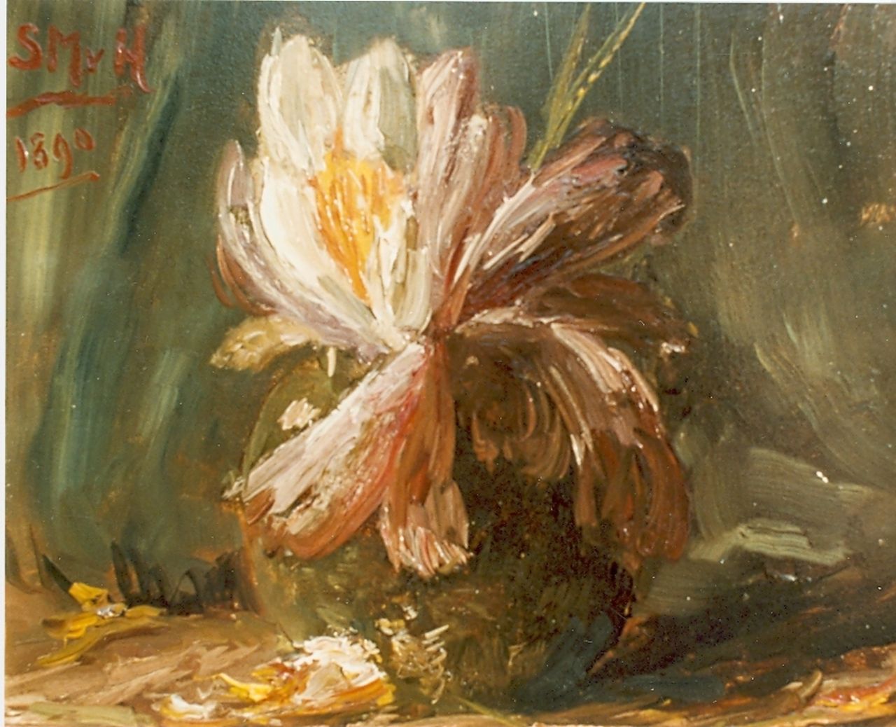 Mesdag-van Houten S.  | Sina 'Sientje' Mesdag-van Houten, A flower still life, oil on panel 24.6 x 33.2 cm, signed u.l. and dated '1890'