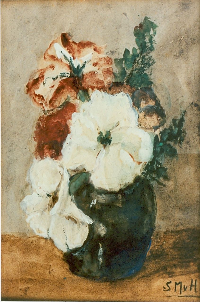 Mesdag-van Houten S.  | Sina 'Sientje' Mesdag-van Houten, A flower still life, watercolour on paper 27.0 x 17.5 cm, signed l.r. with monogram