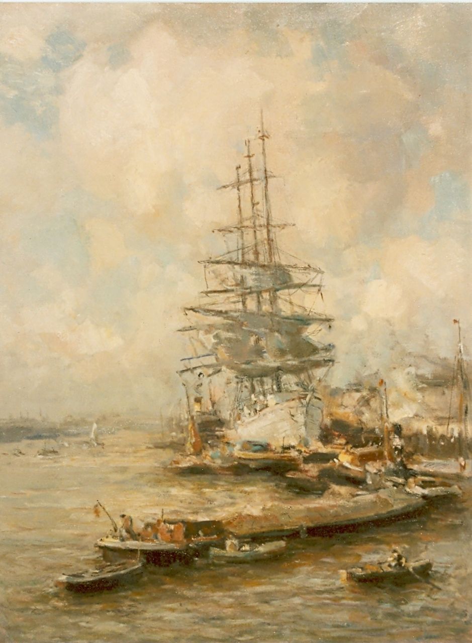 Moll E.  | Evert Moll, The harbour of Rotterdam, oil on canvas 80.0 x 60.0 cm, signed l.l.