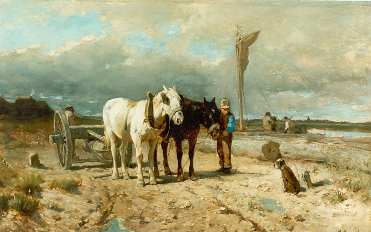 Mauve A.  | Anthonij 'Anton' Mauve, A farmer at work, oil on panel 43.3 x 32.7 cm, signed l.l.