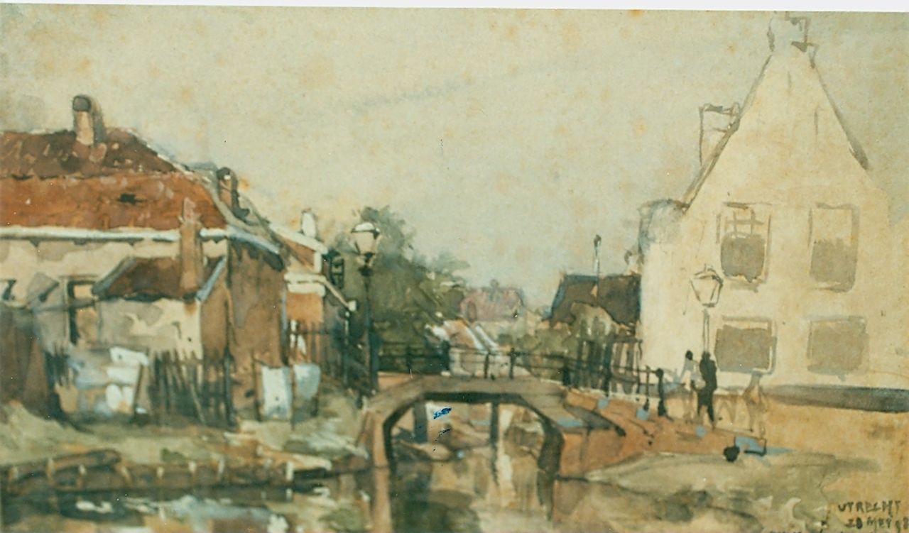 Mastenbroek J.H. van | Johan Hendrik van Mastenbroek, A view of Utrecht, watercolour on paper 13.5 x 22.5 cm, signed l.r. and dated 28 May '98