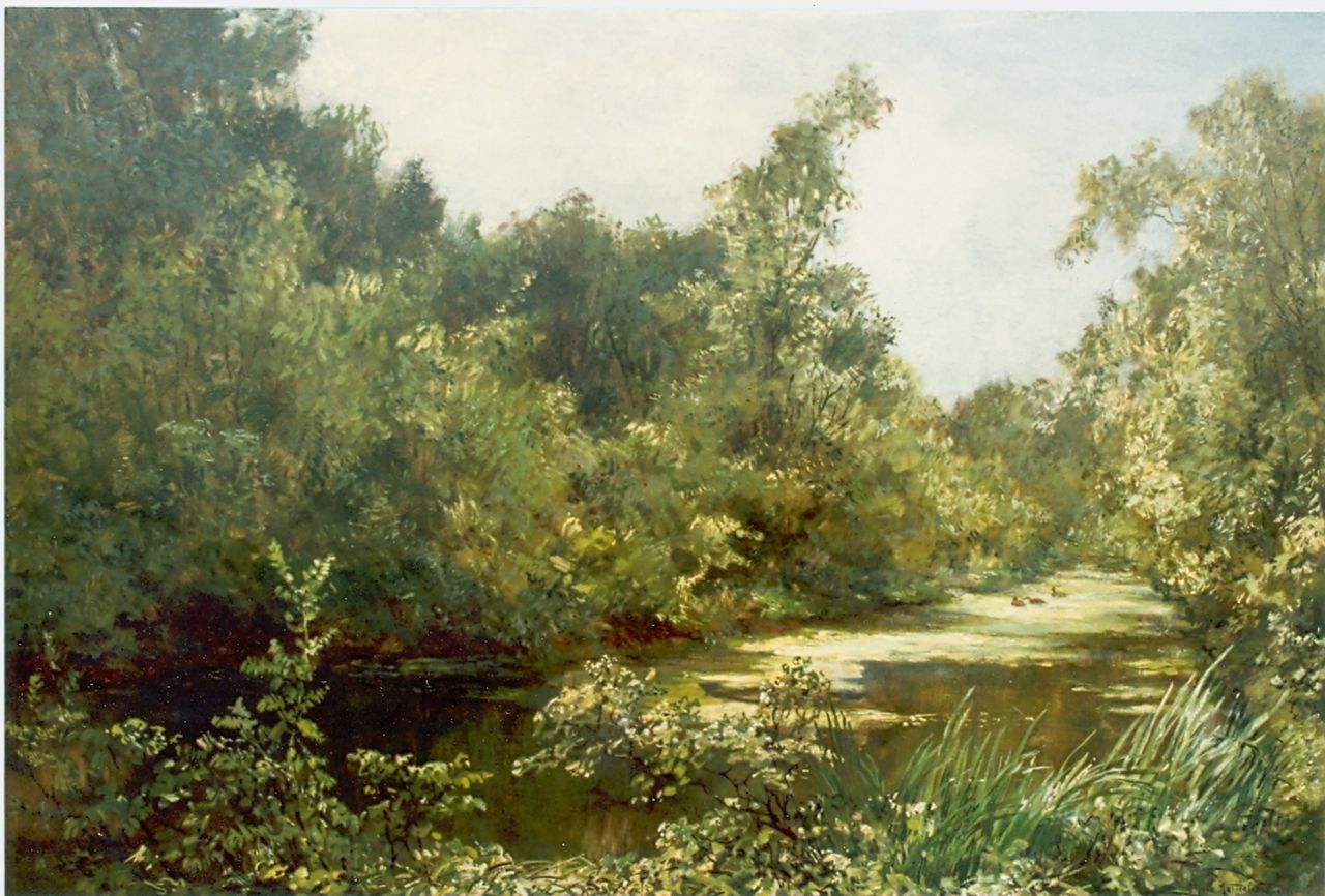 Mastenbroek J.H. van | Johan Hendrik van Mastenbroek, Ducks in a pond, oil on canvas 70.6 x 100.6 cm, signed l.r.