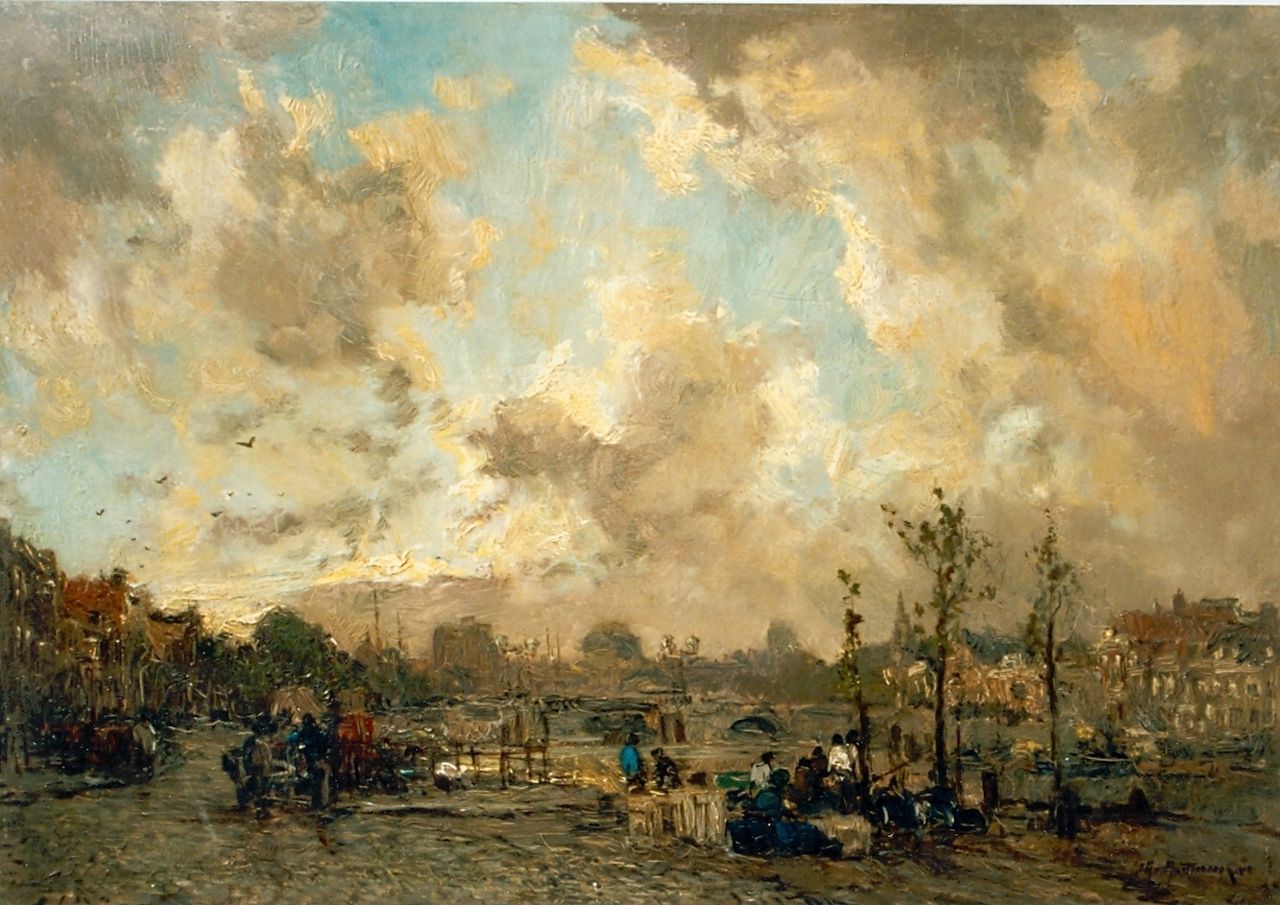 Mastenbroek J.H. van | Johan Hendrik van Mastenbroek, A view of the Leuvehaven, Rotterdam, oil on canvas 44.7 x 64.6 cm, signed l.r. and dated 1913