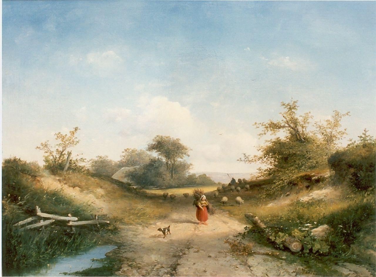 Madlener A.J.  | Antonius Josephus Madlener, Gathering wood, oil on canvas 40.0 x 54.0 cm, signed l.r.