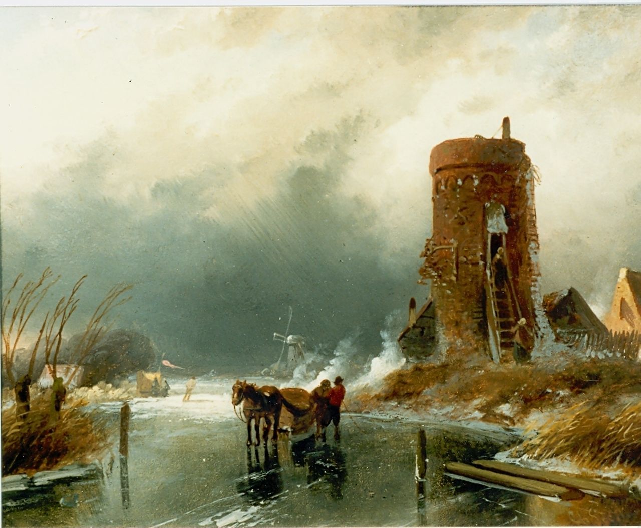 Leickert C.H.J.  | 'Charles' Henri Joseph Leickert, Threatening storm, oil on panel 15.2 x 19.5 cm, signed l.r.