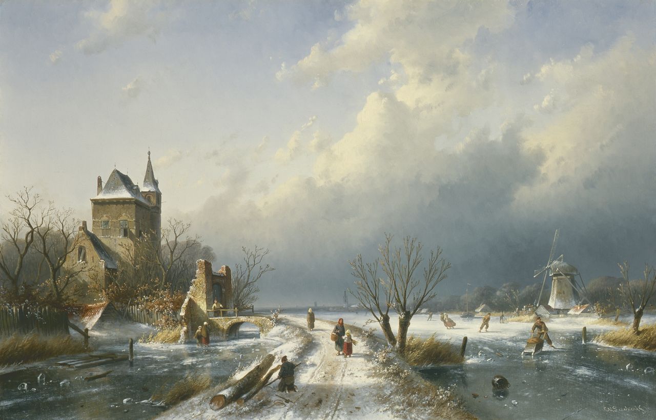 Leickert C.H.J.  | 'Charles' Henri Joseph Leickert, A winter landscape, oil on canvas 61.5 x 95.6 cm, signed l.r. and dated '70