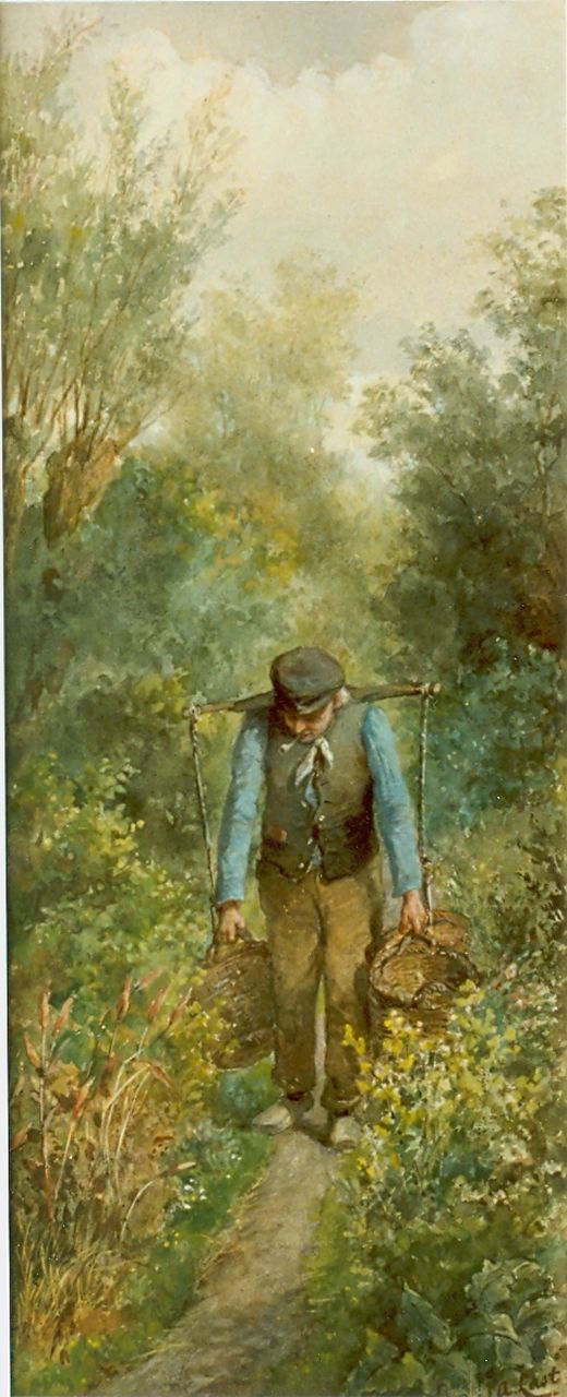 Last J.A.  | Johannes Anthony Last, A farmer at work, gouache, watercolour and chalk on paper 50.0 x 20.4 cm, signed l.r.