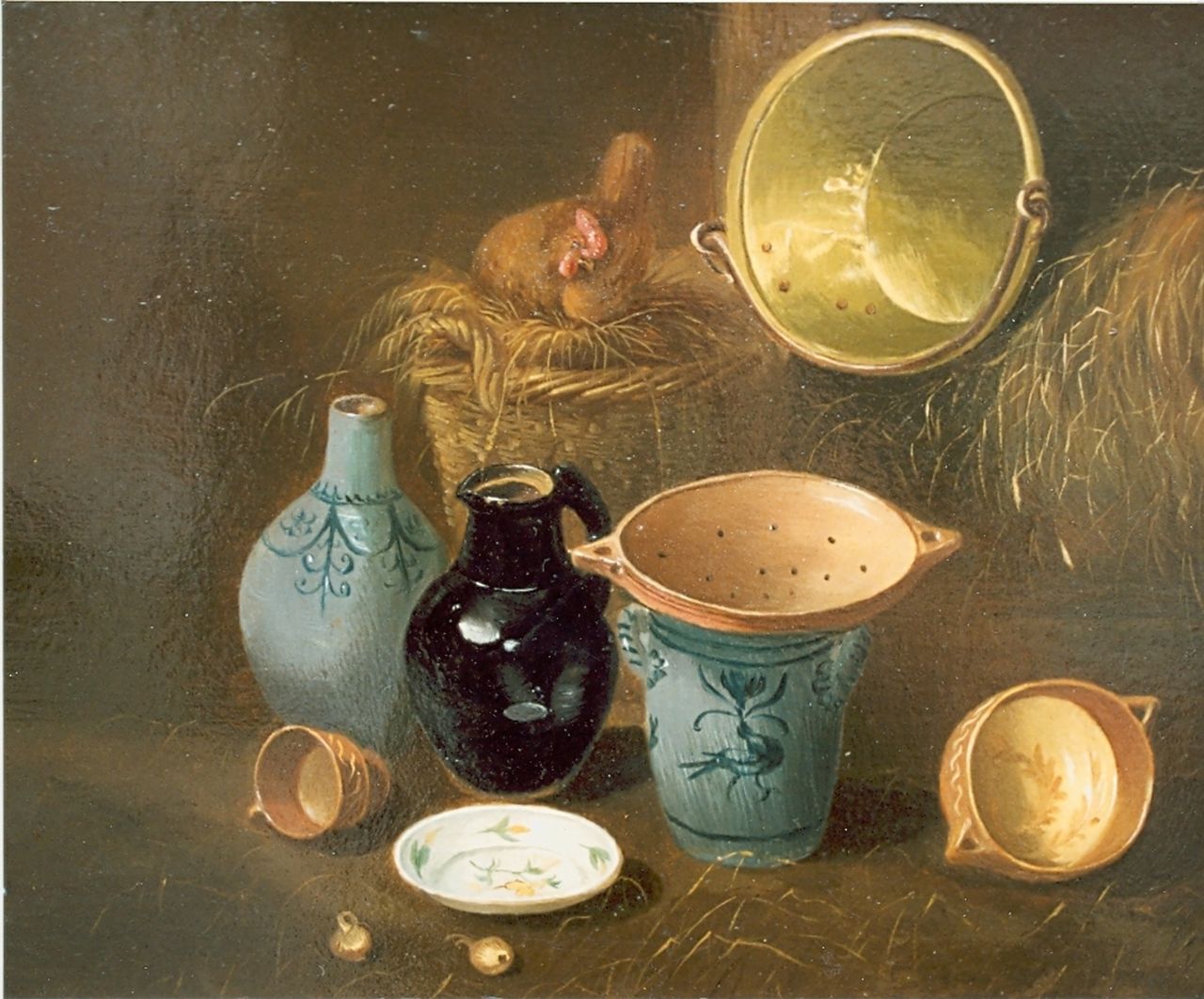 Lammers W.A.  | Wilhelm Albertus Lammers, Still life with jugs, oil on panel 22.6 x 28.4 cm