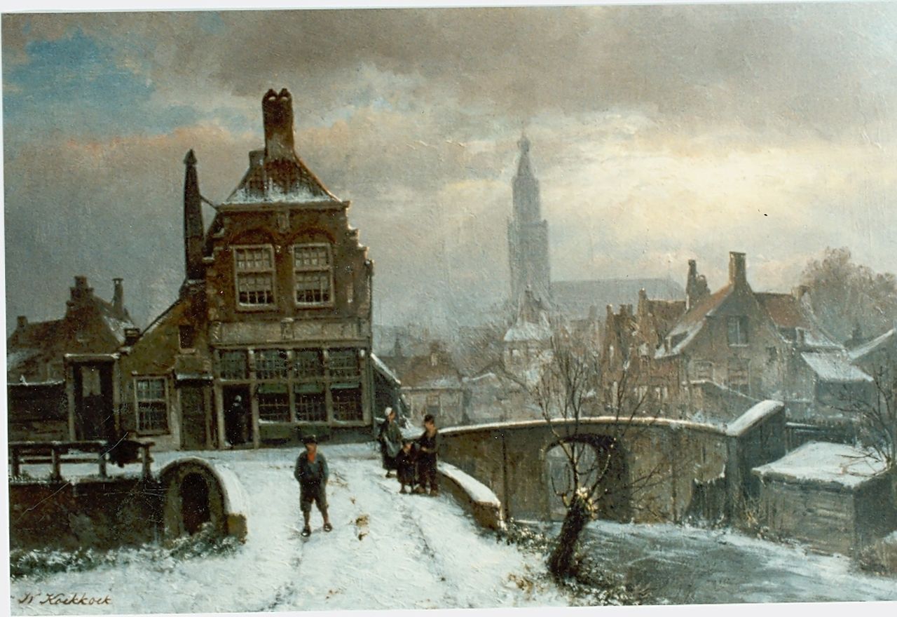 Koekkoek W.  | Willem Koekkoek, A snow-covered landscape, oil on panel 37.0 x 56.0 cm, signed l.l.