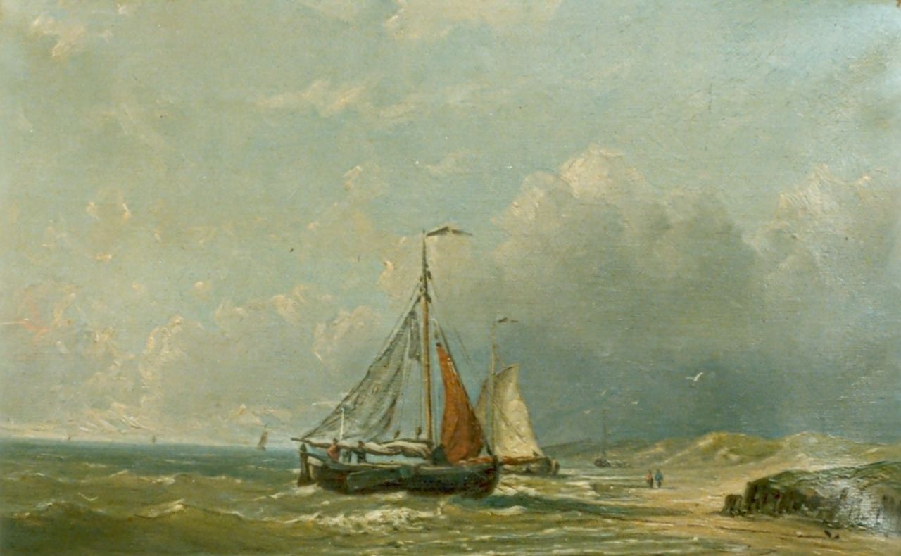 Koekkoek J.H.B.  | Johannes Hermanus Barend 'Jan H.B.' Koekkoek, Anchored boats, oil on canvas 65.0 x 101.7 cm, signed l.r.