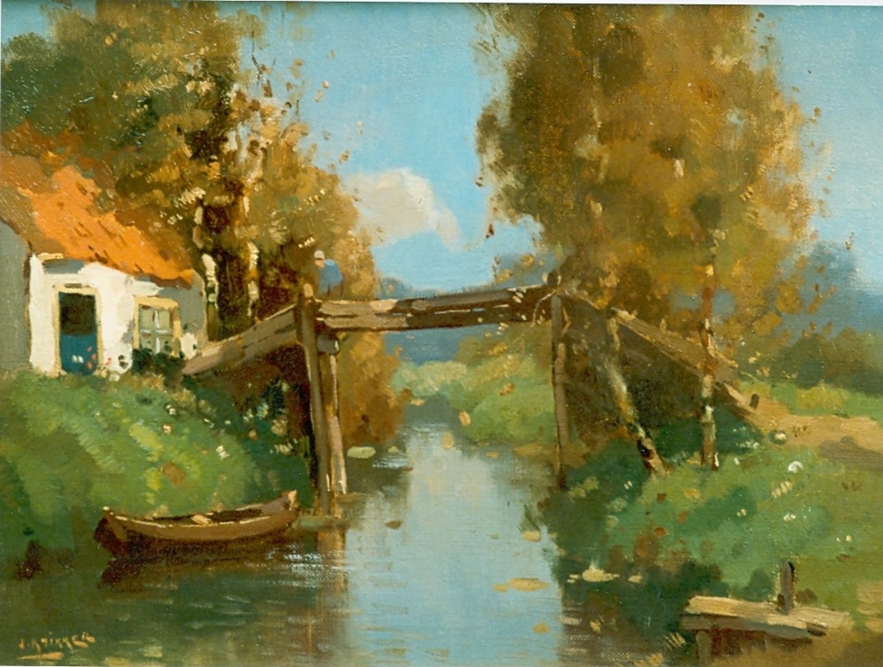 Knikker jr. J.S.  | 'Jan' Simon  Knikker jr., A bridge, Giethoorn, oil on canvas 30.5 x 40.5 cm, signed l.l.