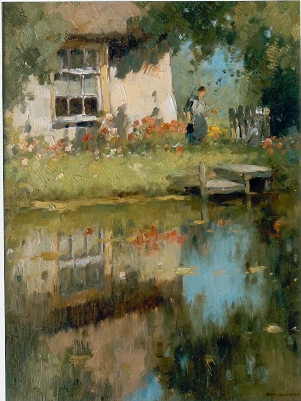 Knikker A.  | Aris Knikker, Farm along a waterway, oil on canvas 38.5 x 28.3 cm, signed l.r.