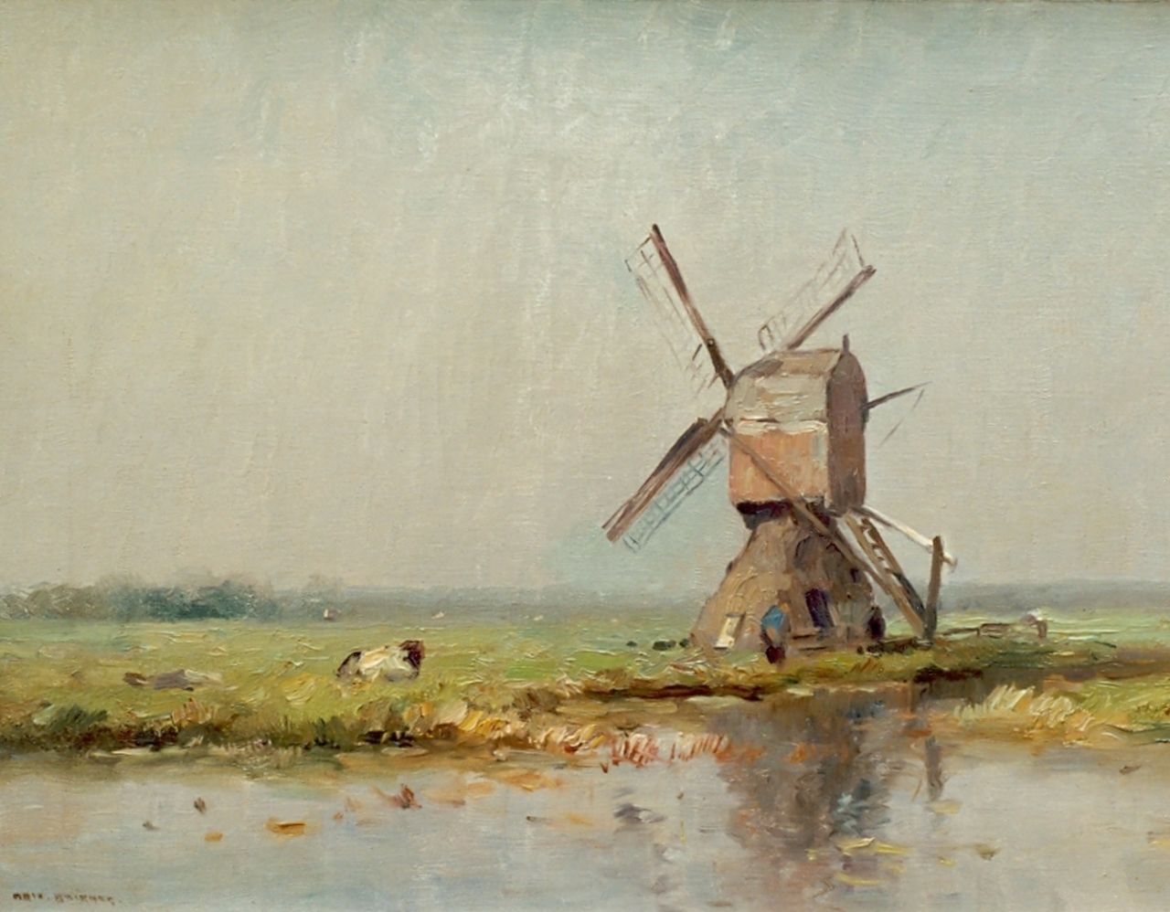 Knikker A.  | Aris Knikker, A polder landscape, oil on canvas 30.0 x 40.0 cm, signed l.l.