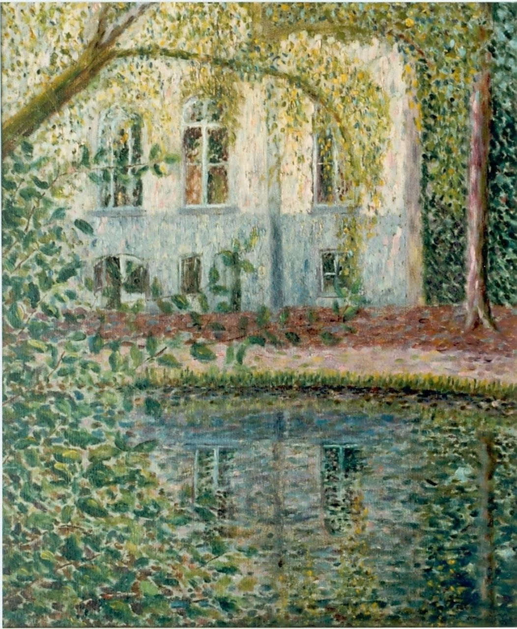 Niekerk M.J.  | 'Maurits' Joseph Niekerk, A view of a house, oil on canvas 46.0 x 38.0 cm