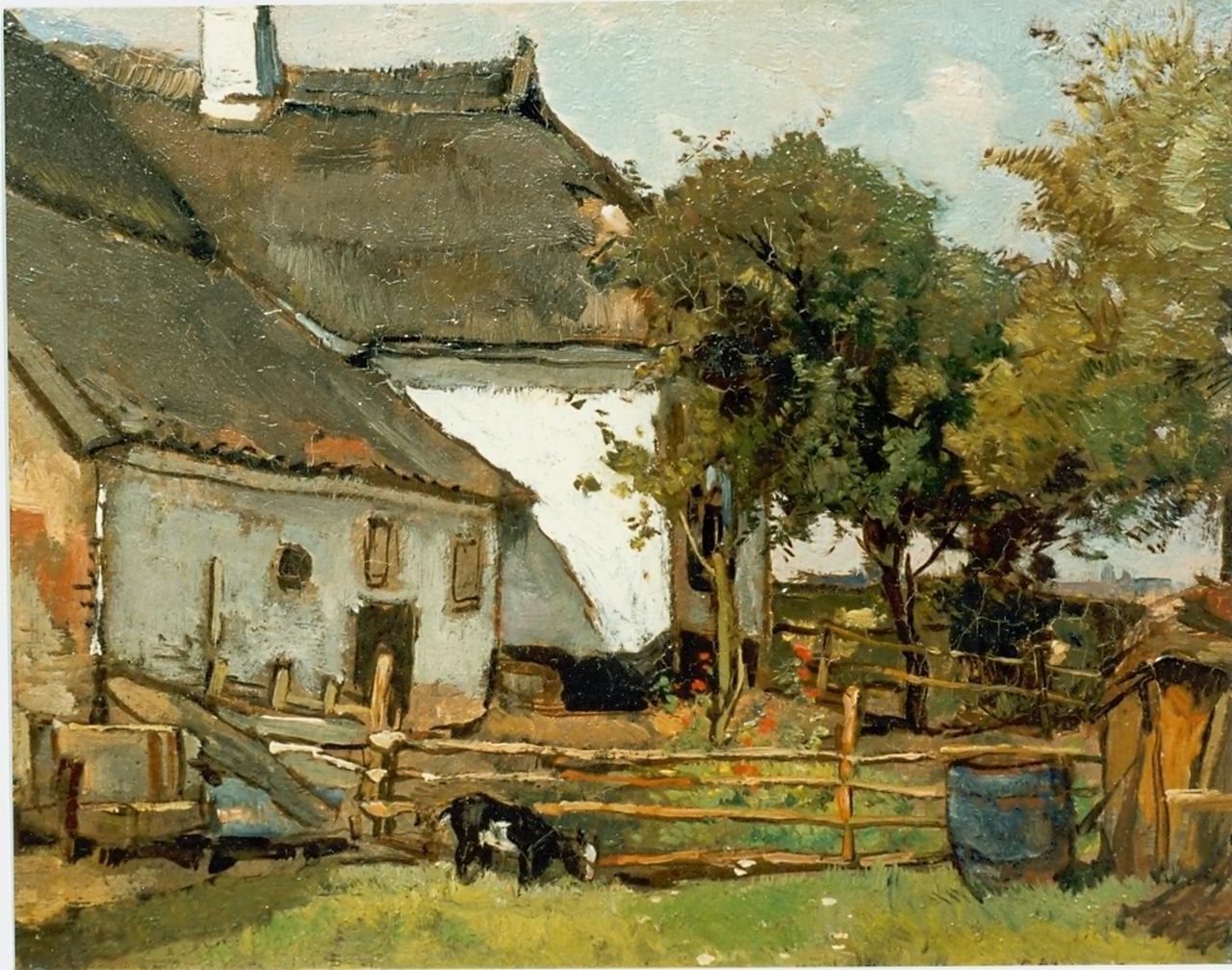 Akkeringa J.E.H.  | 'Johannes Evert' Hendrik Akkeringa, A farm, oil on canvas 21.0 x 27.0 cm, signed l.r.