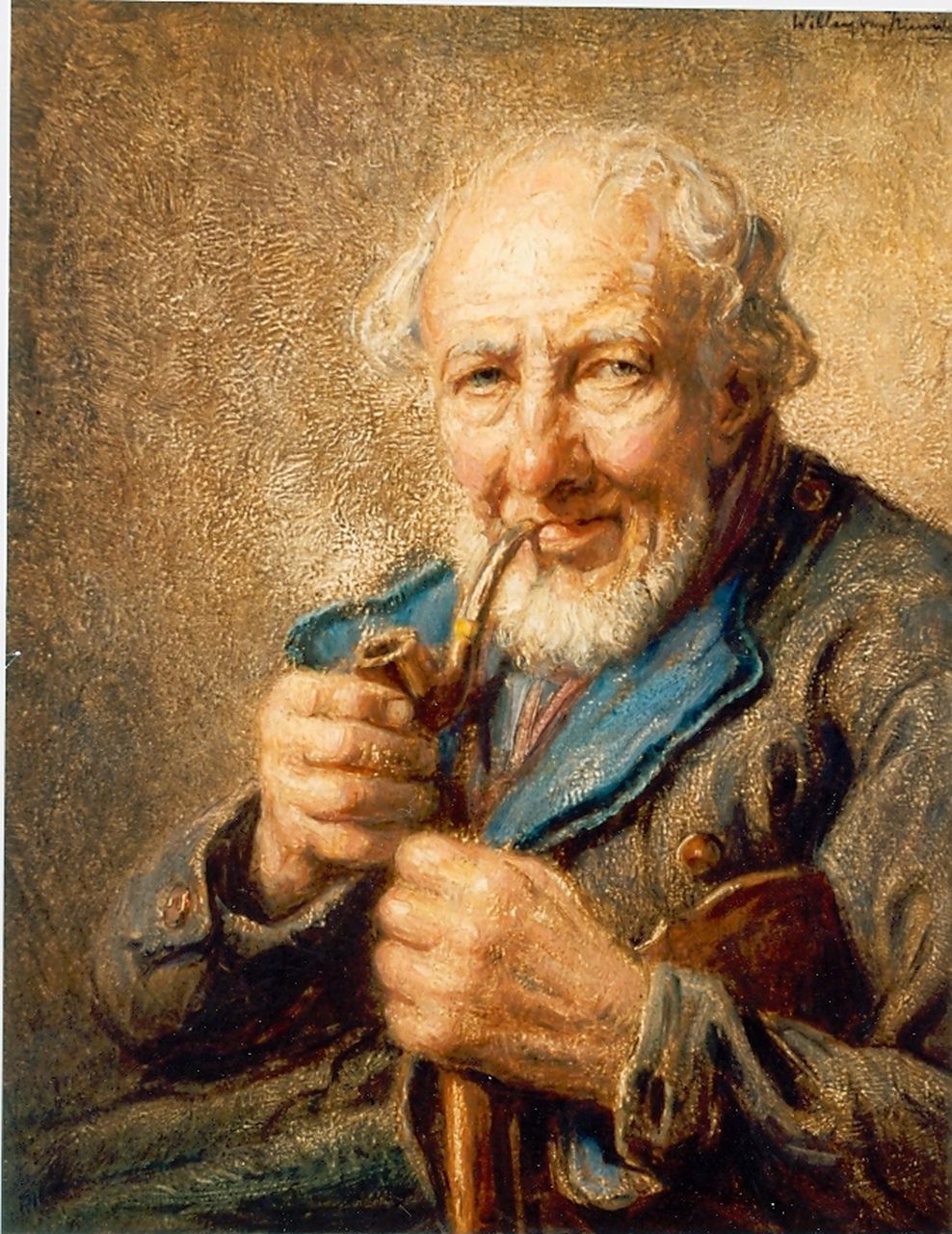 Nieuwenhoven W. van | Willem van Nieuwenhoven, Pipe smoker, oil on canvas 30.0 x 40.0 cm, signed u.r.