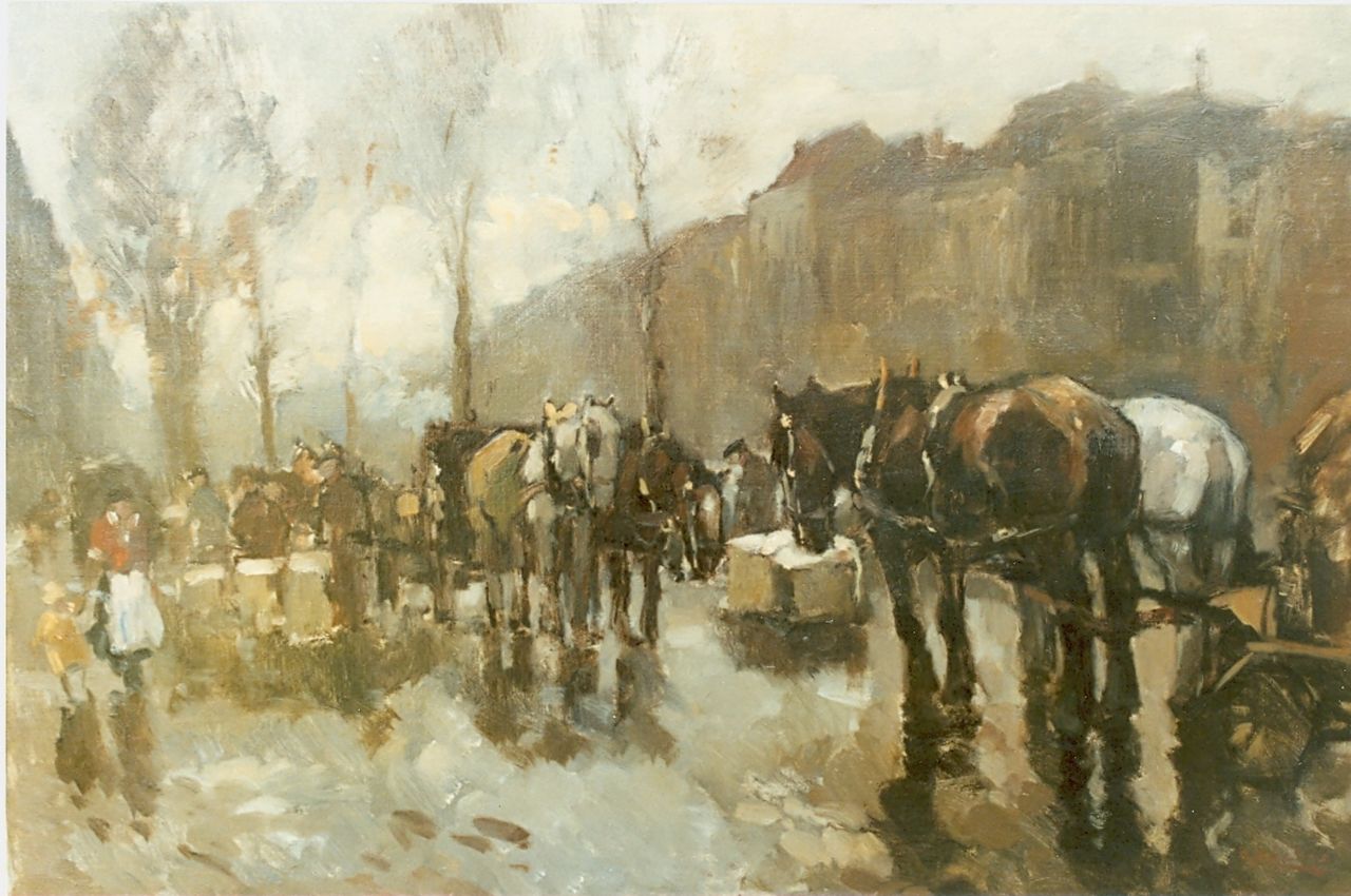 Noltee B.C.  | Bernardus Cornelis 'Cor' Noltee, Horse-drawn carriages, oil on canvas 50.5 x 70.0 cm, signed l.r.