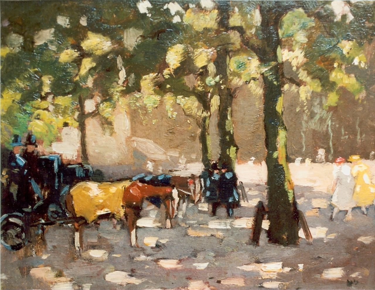 Noltee B.C.  | Bernardus Cornelis 'Cor' Noltee, Horse-drawn carriage, oil on canvas laid down on panel 32.5 x 43.4 cm