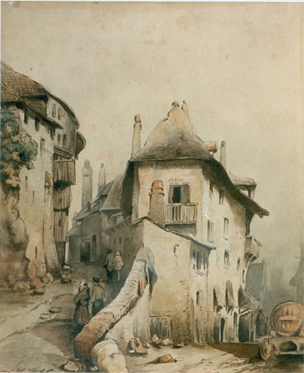 Nuijen W.J.J.  | Wijnandus Johannes Josephus 'Wijnand' Nuijen, Townscape, watercolour on paper, signed l.l.