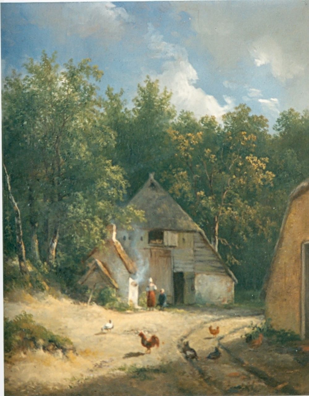 Nuijen W.J.J.  | Wijnandus Johannes Josephus 'Wijnand' Nuijen, A yard with chickens, oil on canvas