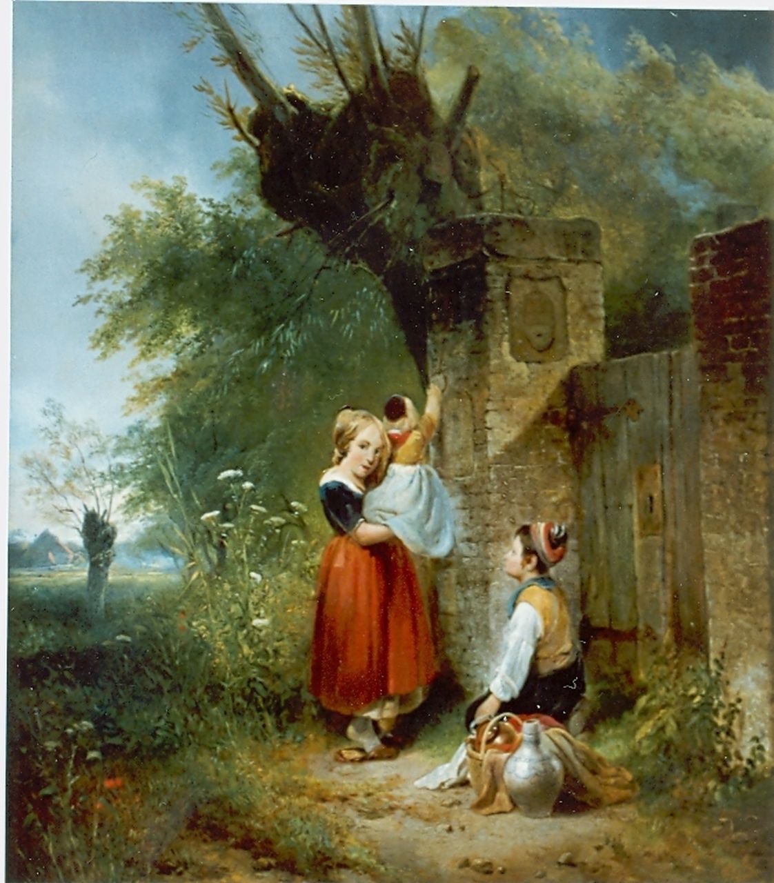 Nuijen W.J.J.  | Wijnandus Johannes Josephus 'Wijnand' Nuijen, Children in front of gate, oil on canvas