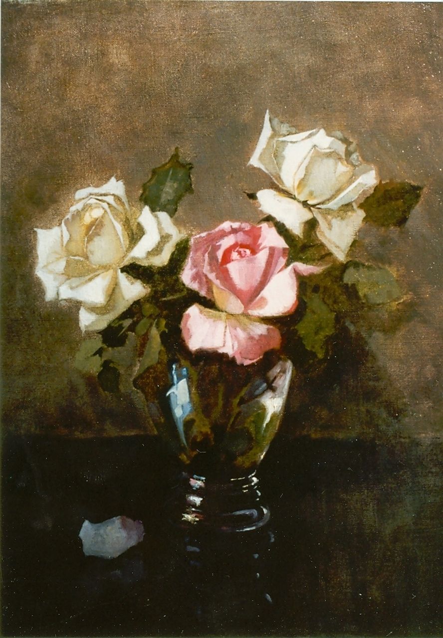Os-Delhez (Hendrik van Os) H. van | Hendrik 'Henri' van Os-Delhez (Hendrik van Os), Roses in vase, oil on canvas 40.0 x 30.0 cm