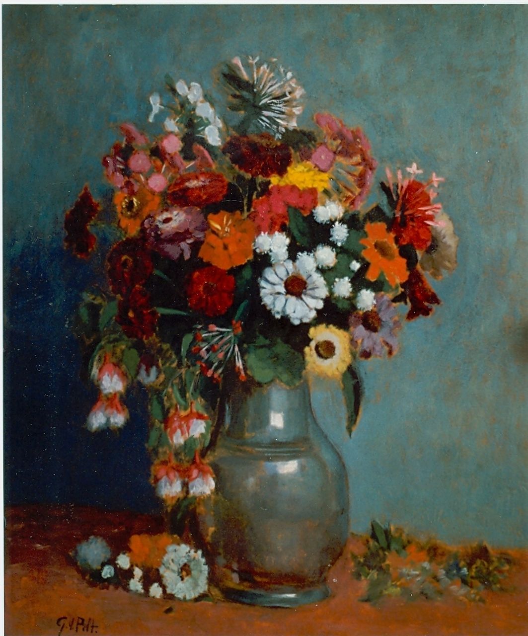 Pelt G.T.M. van | Godefridus Theodorus Maria 'Gottfried' van Pelt, A colourful bouquet, oil on painter's board 76.0 x 64.0 cm, signed l.r.