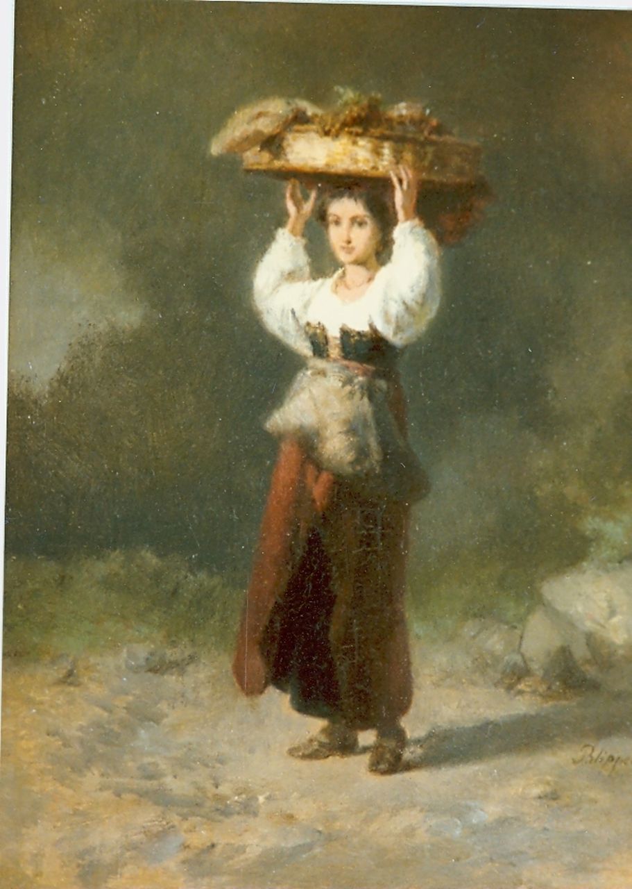 Philippeau K.F.  | Karel Frans 'C.F.' Philippeau, A girl, oil on panel 22.2 x 17.0 cm, signed l.r.