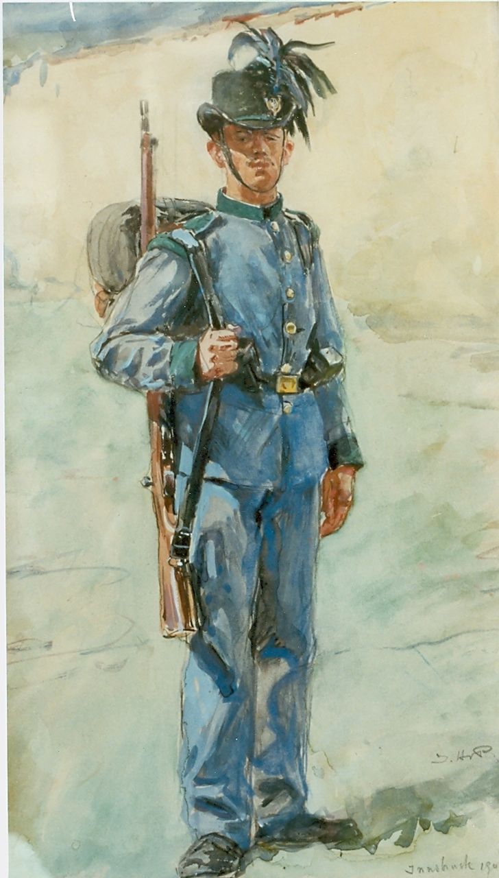 Hoynck van Papendrecht J.  | Jan Hoynck van Papendrecht, Austrian hunter, watercolour on paper 44.5 x 25.5 cm, signed l.r.