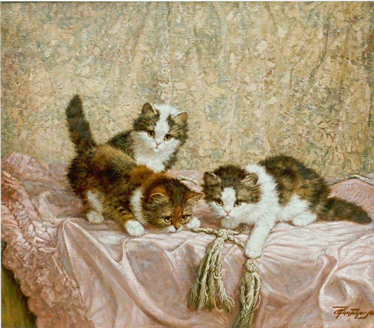 Raaphorst C.  | Cornelis Raaphorst, Three kittens, oil on canvas 50.4 x 60.5 cm, signed l.r.
