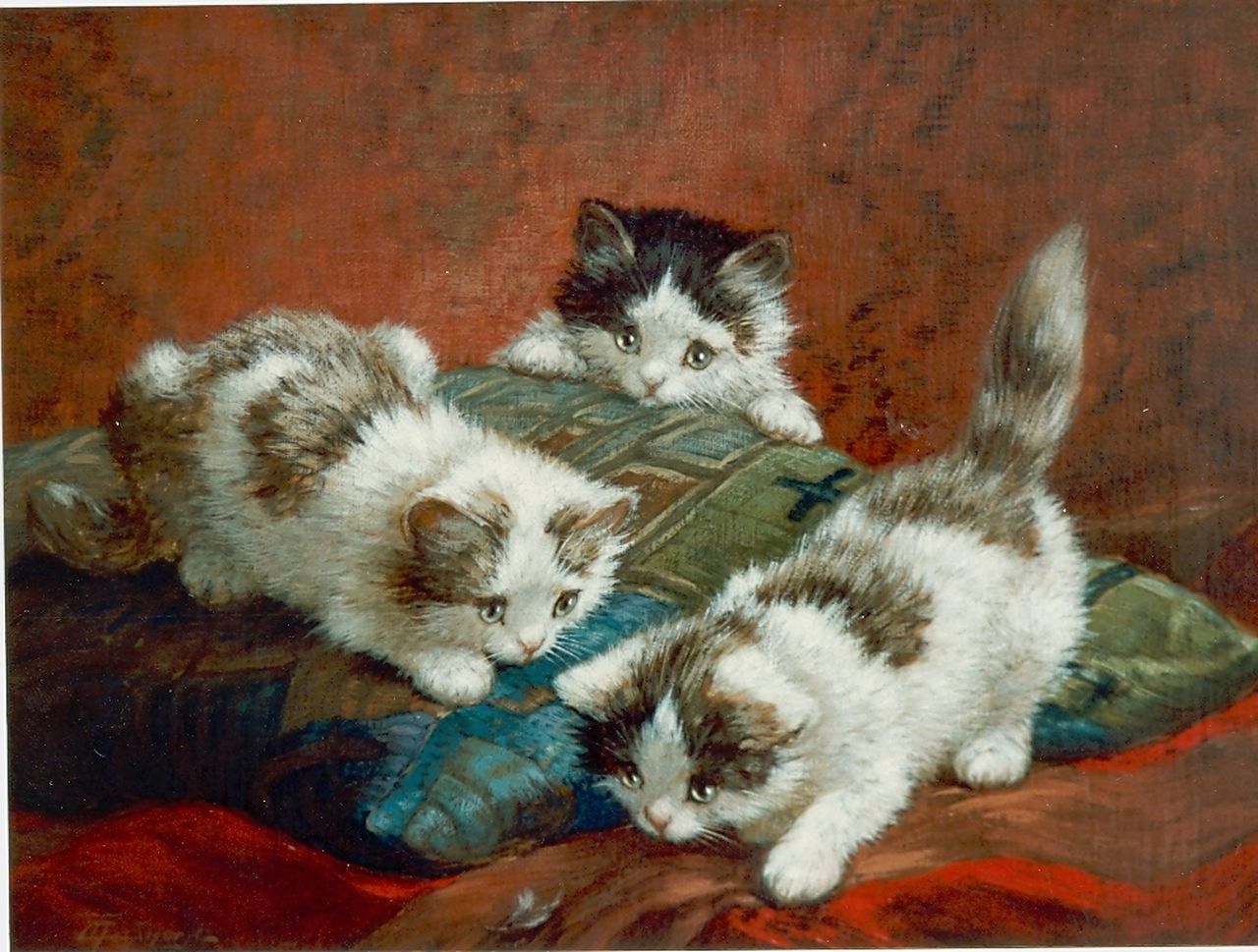 Raaphorst C.  | Cornelis Raaphorst, Playful kittens, oil on canvas 50.4 x 60.5 cm, signed l.r.