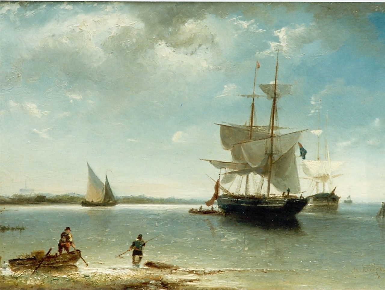Riegen N.  | Nicolaas Riegen, Sailing boats, oil on panel 24.9 x 34.3 cm, signed l.r.
