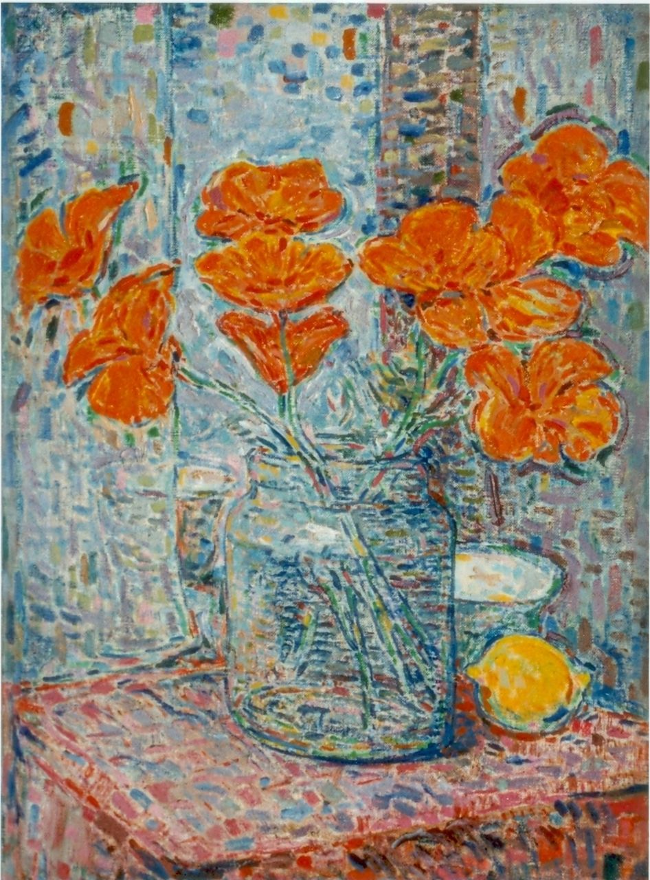 Rijn N.P.Q. van | Nicolaas Petrus Quirinus 'Nico' van Rijn, Flowers in a vase, oil on canvas 39.0 x 29.0 cm