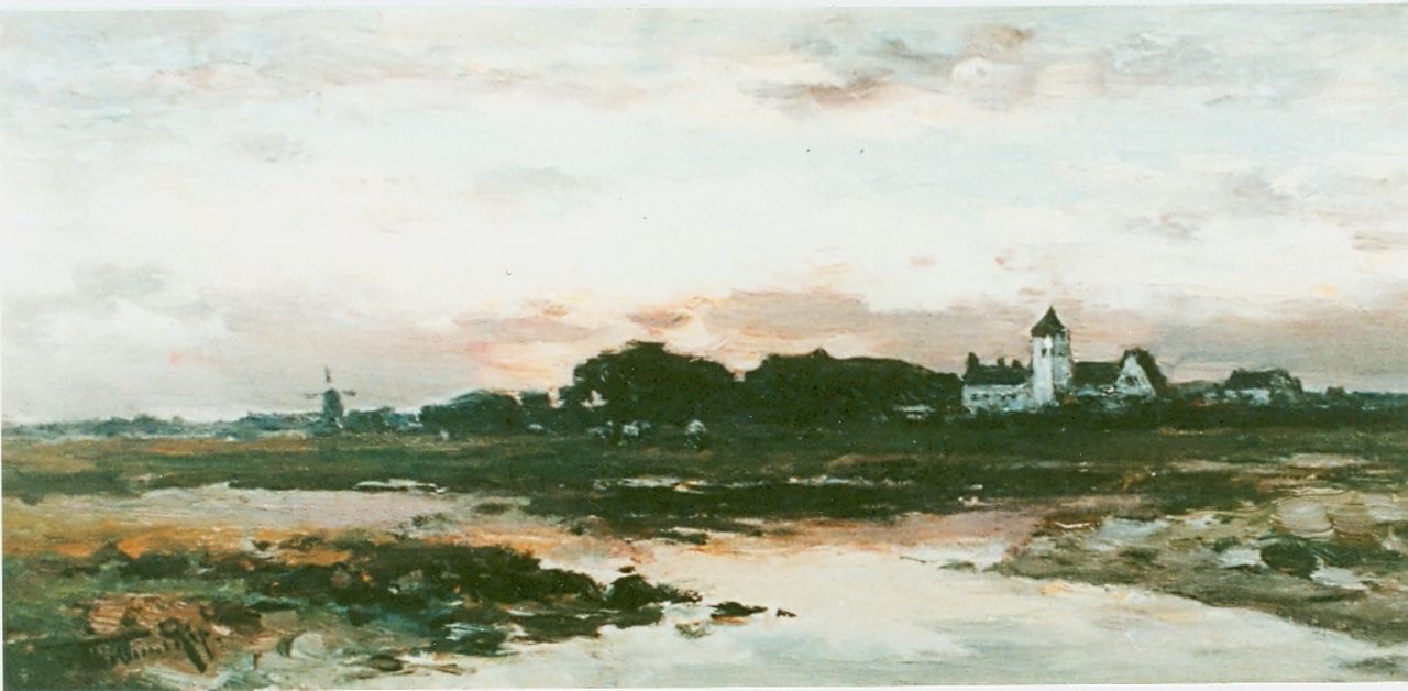 Rip W.C.  | 'Willem' Cornelis Rip, Sunset, oil on canvas 22.0 x 45.2 cm, signed l.l.