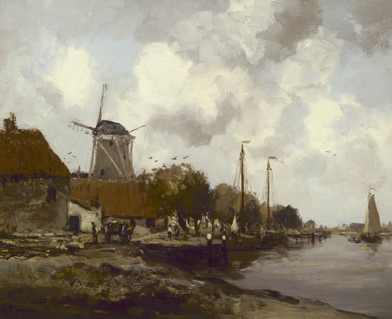 Jansen W.G.F.  | 'Willem' George Frederik Jansen, Village along the 'Zuiderzee', oil on canvas 41.0 x 51.0 cm, signed l.l.