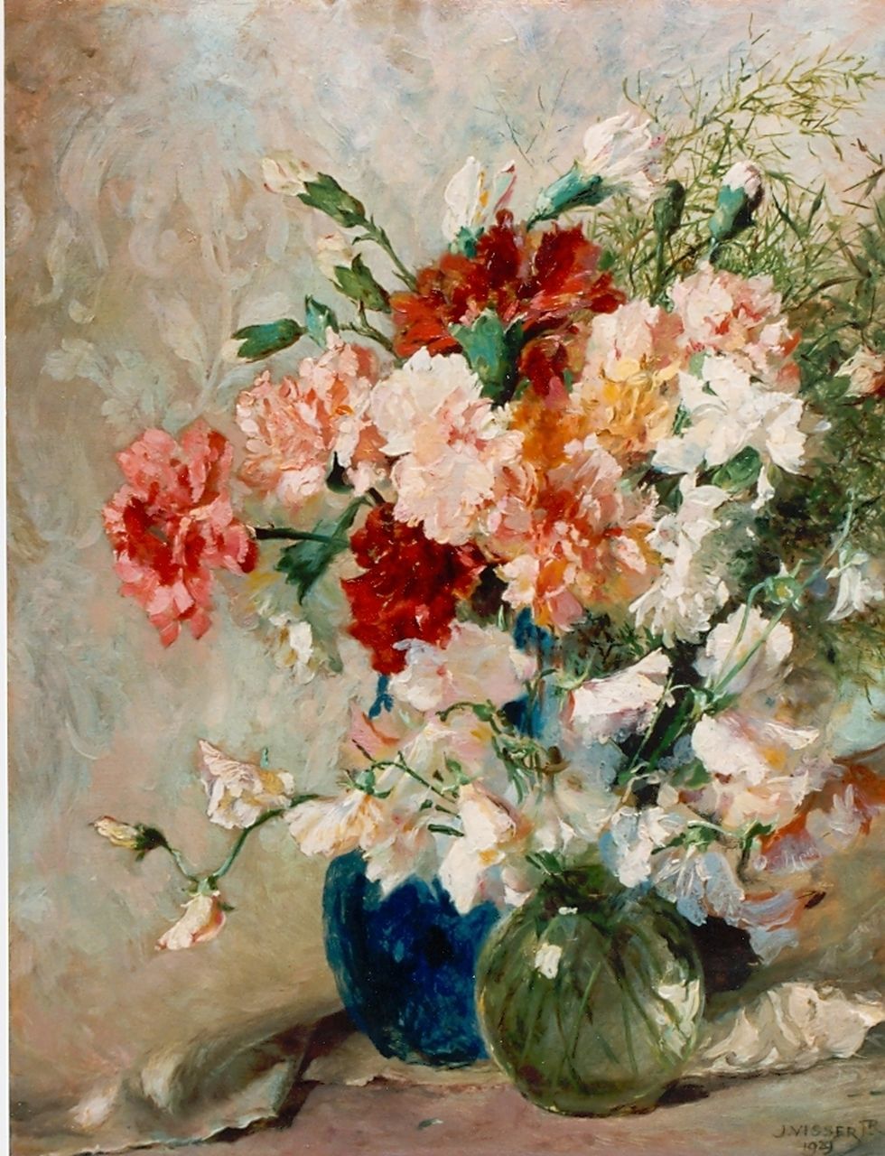Visser jr. J.  | Jan Visser jr., A colourful bouquet, oil on board 50.3 x 40.1 cm, signed l.r. and dated 1929