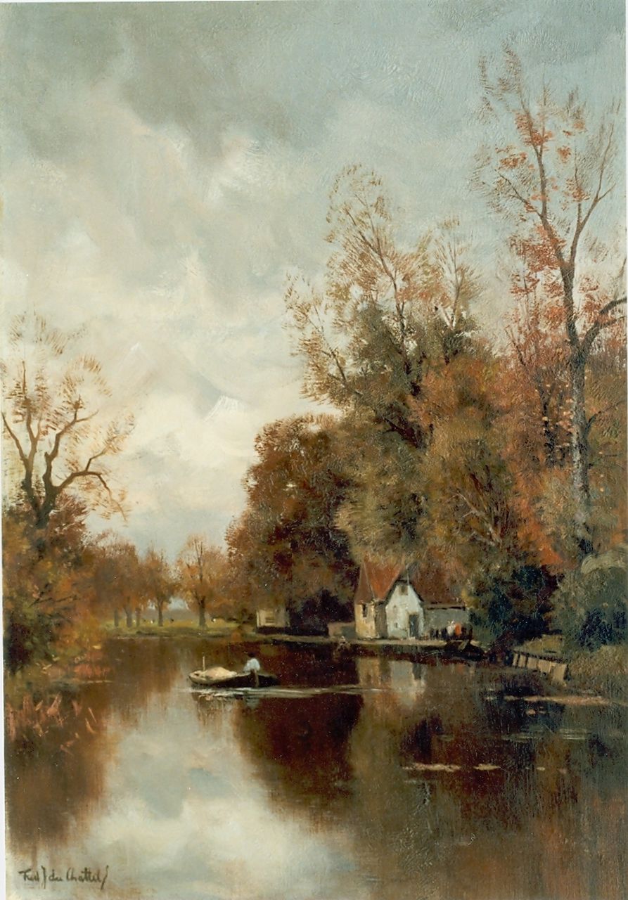 Rossum du Chattel F.J. van | Fredericus Jacobus van Rossum du Chattel, Autumn landscape, oil on canvas 56.5 x 39.3 cm, signed l.l.
