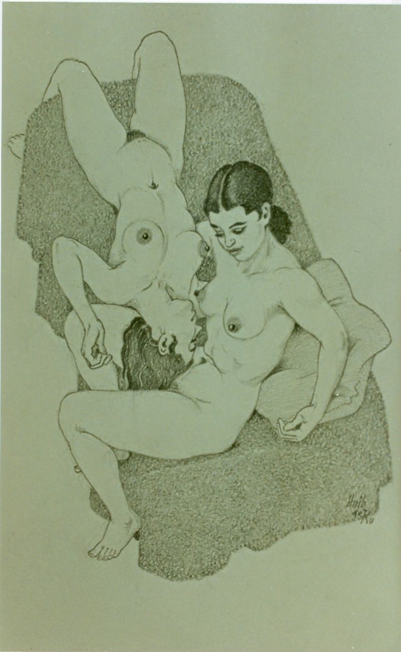 Ru H.B.W. de | Huibert Bernardus Wilhelmus 'Huib' de Ru, Female nudes, pencil on paper